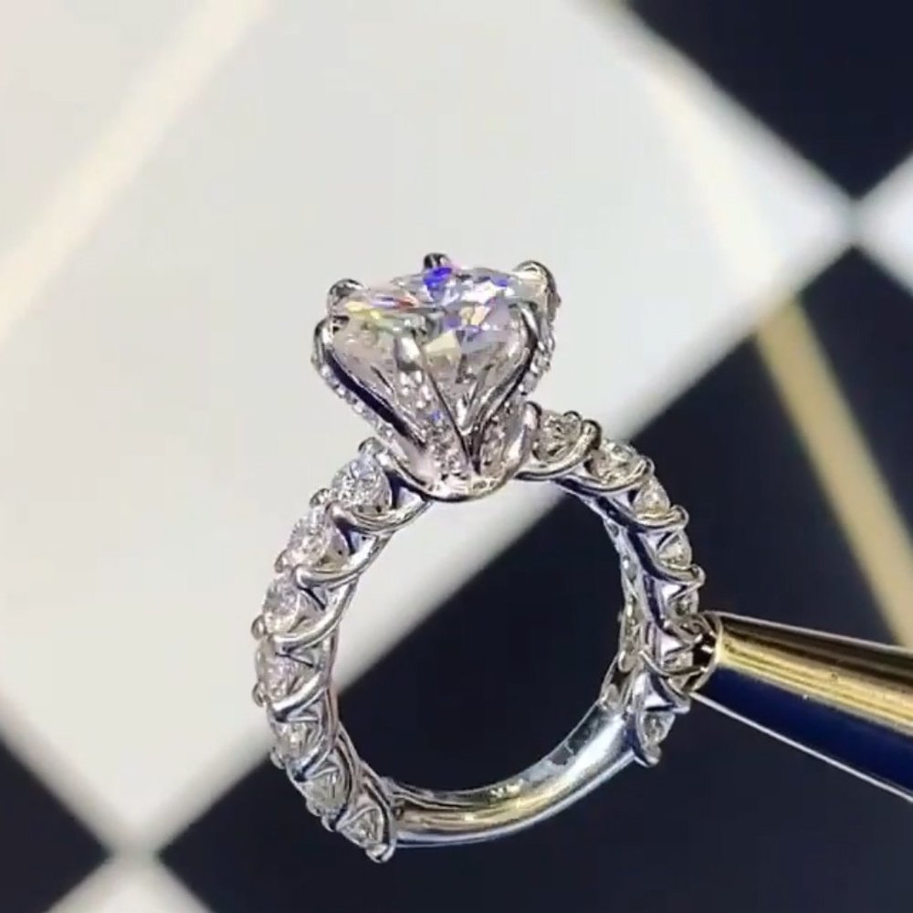 🎀 Luxury Large Round Gemstone Anillos Bling Bling Zircon Rings for Women, PD190 - Picture 8 of 8